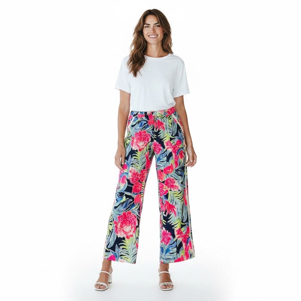 Sz 12 Lily Pulitzer Womens Madeira Pants Pink Blue Tropicolada Style NWOT
